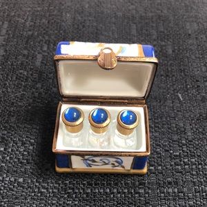 Limoges, Paint Main, Mini Three Bottle Perfume Box,
